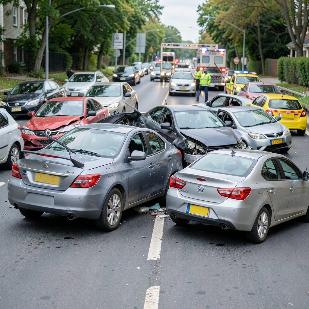 Two injured in four-vehicle crash which closed part of A46